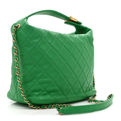 Chanel Lambskin Quilted Large Perfect Meeting Hobo Green 3 of 11