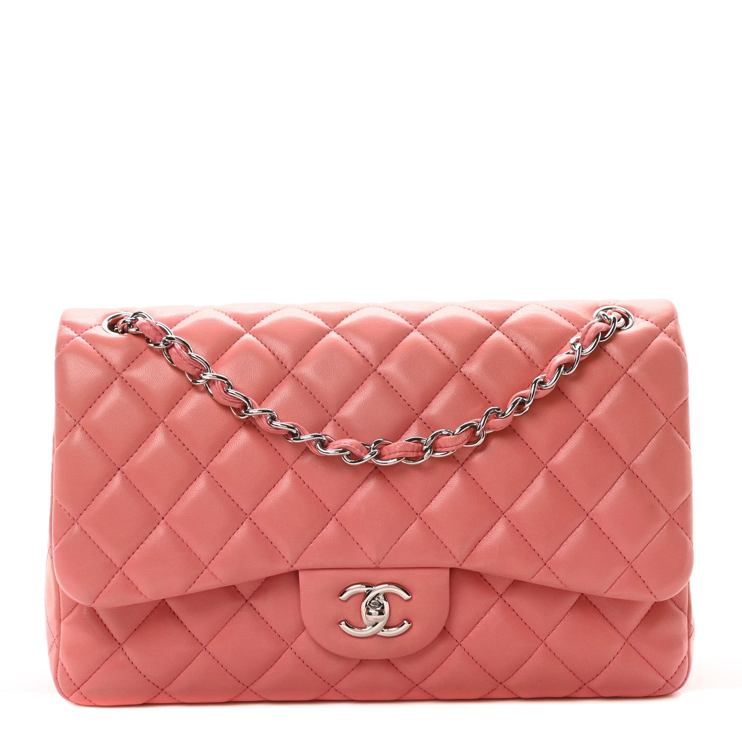 Chanel Lambskin Quilted Jumbo Double Flap Pink 1 of 10