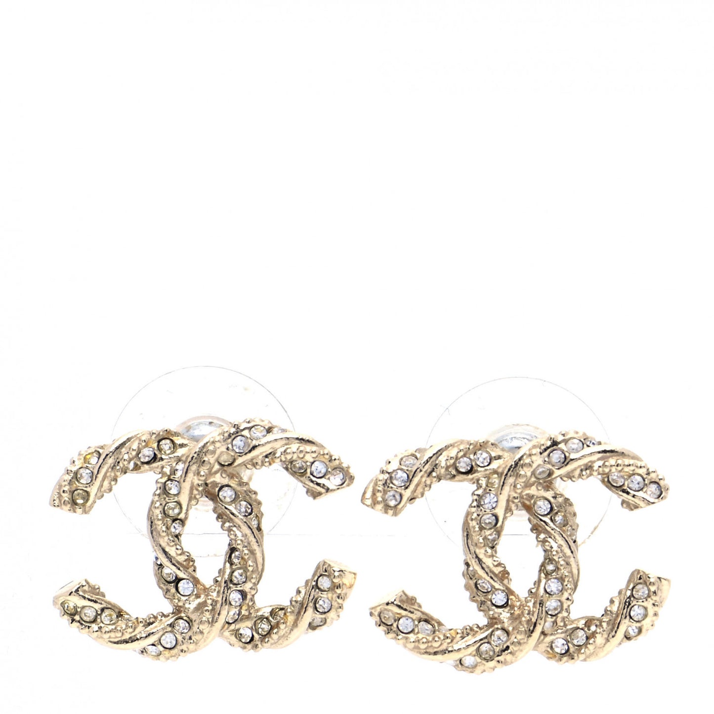 Crystal Twisted CC Earrings Gold