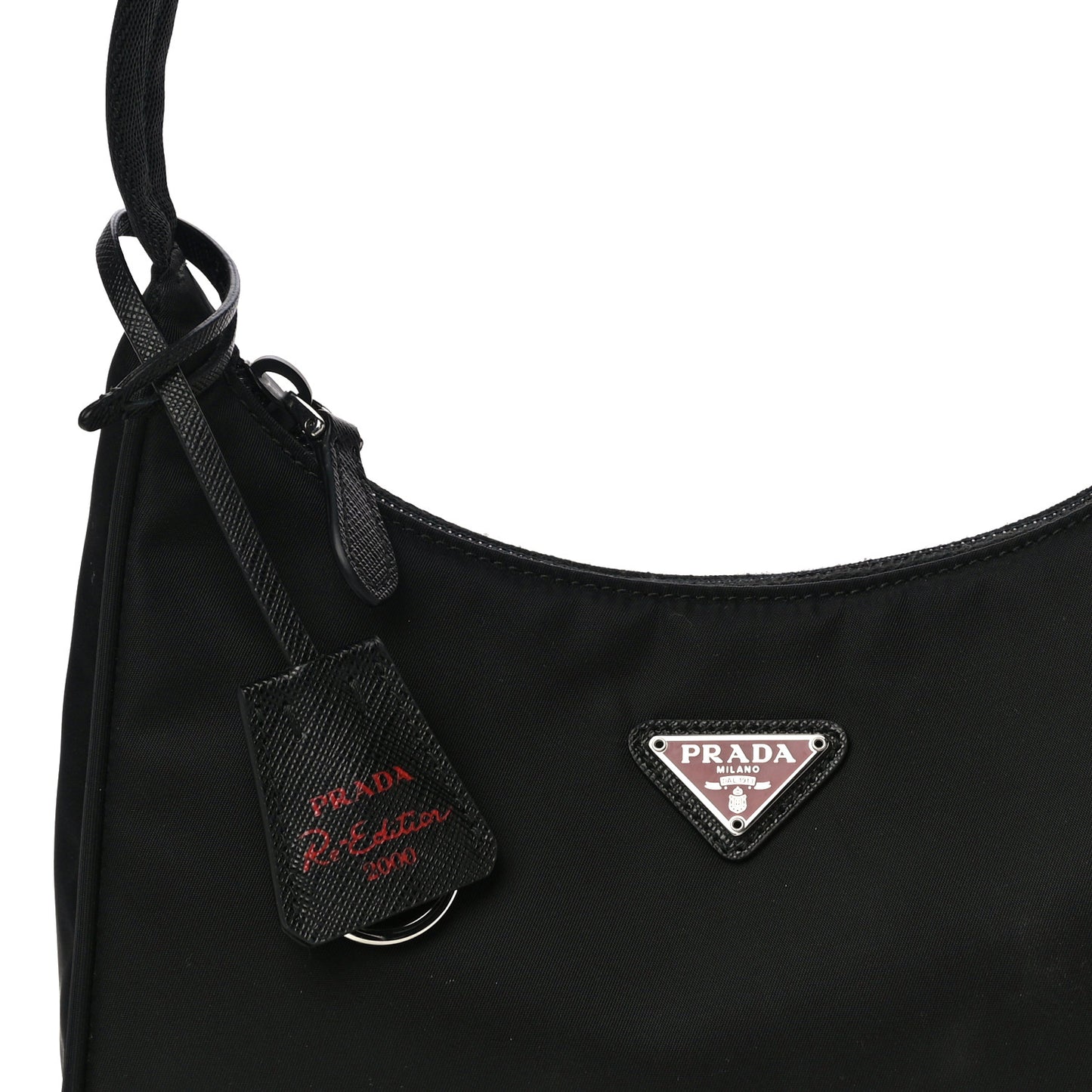 Tessuto Nylon Saffiano Lunar New Year Mini Re-Edition 2000 Bag Black Fuoco