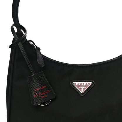 Prada Tessuto Nylon Saffiano Lunar New Year Mini Re-Edition 2000 Bag Black Fuoco 7 of 9