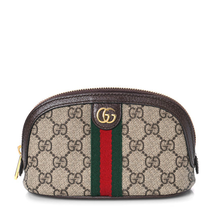 Gucci GG Supreme Monogram Textured Calfskin Web Medium Ophidia Cosmetic Case Beige Ebony New Acero 1 of 9
