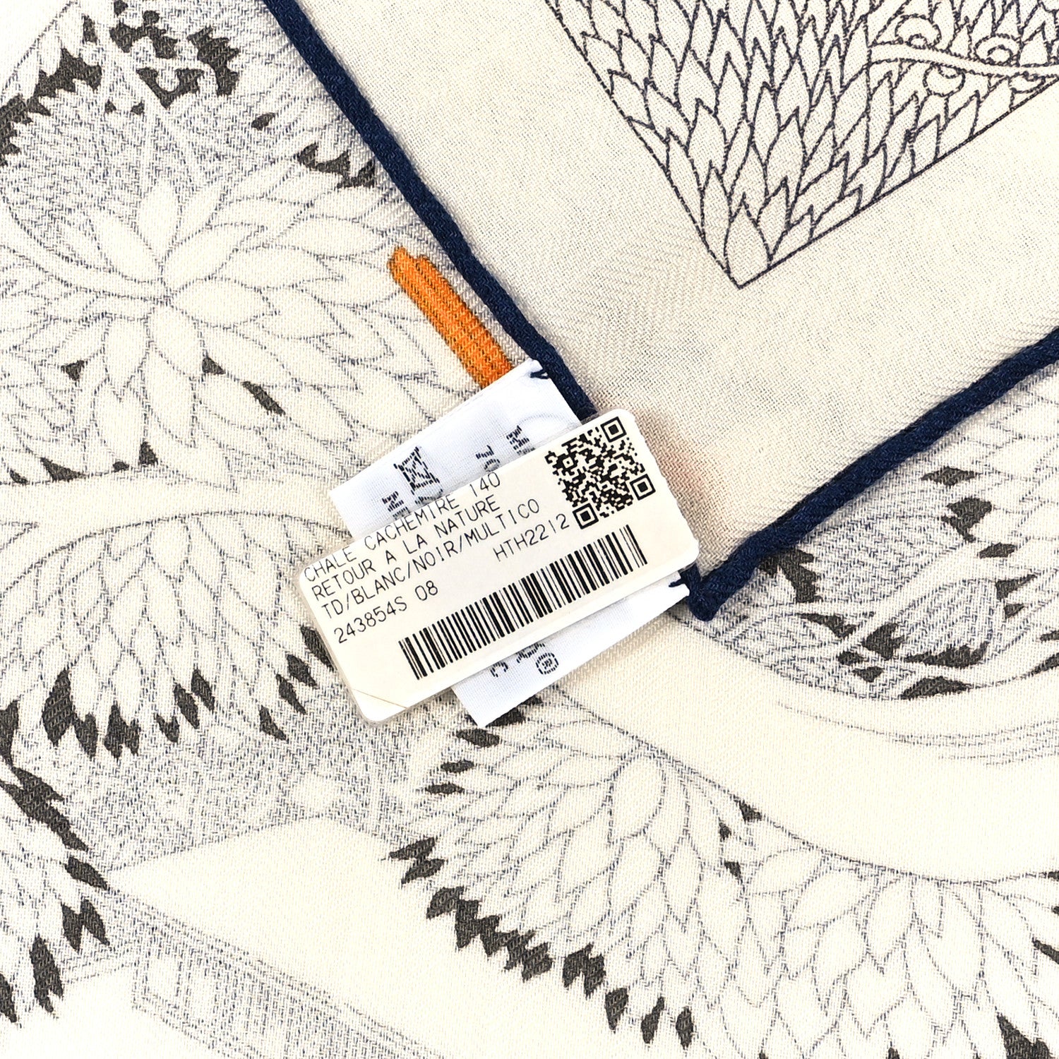 Hermes Cashmere Silk Retour a la Nature Shawl 140 White Black Multicolor 3 of 4