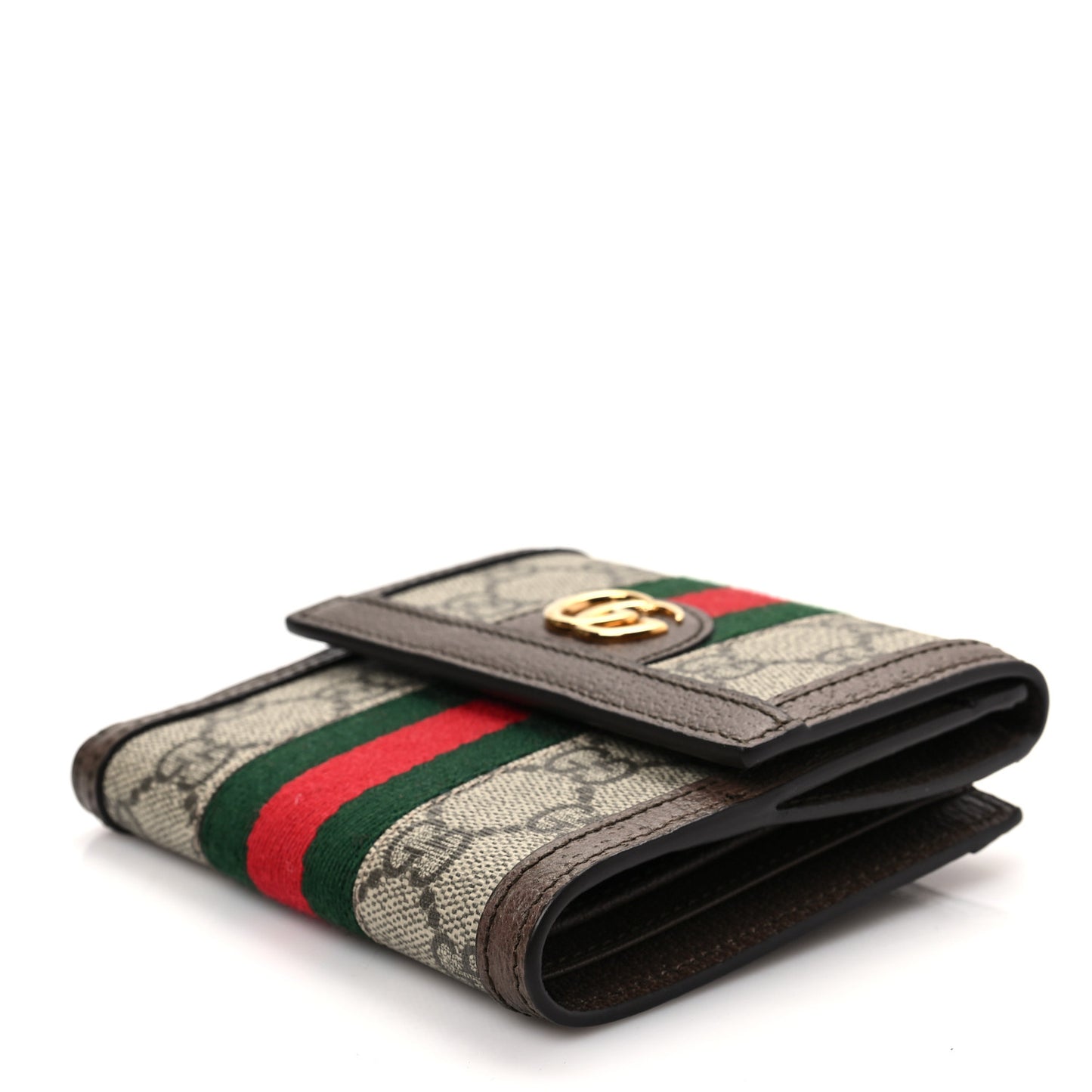 GG Supreme Monogram Web Ophidia French Flap Wallet Beige New Acero