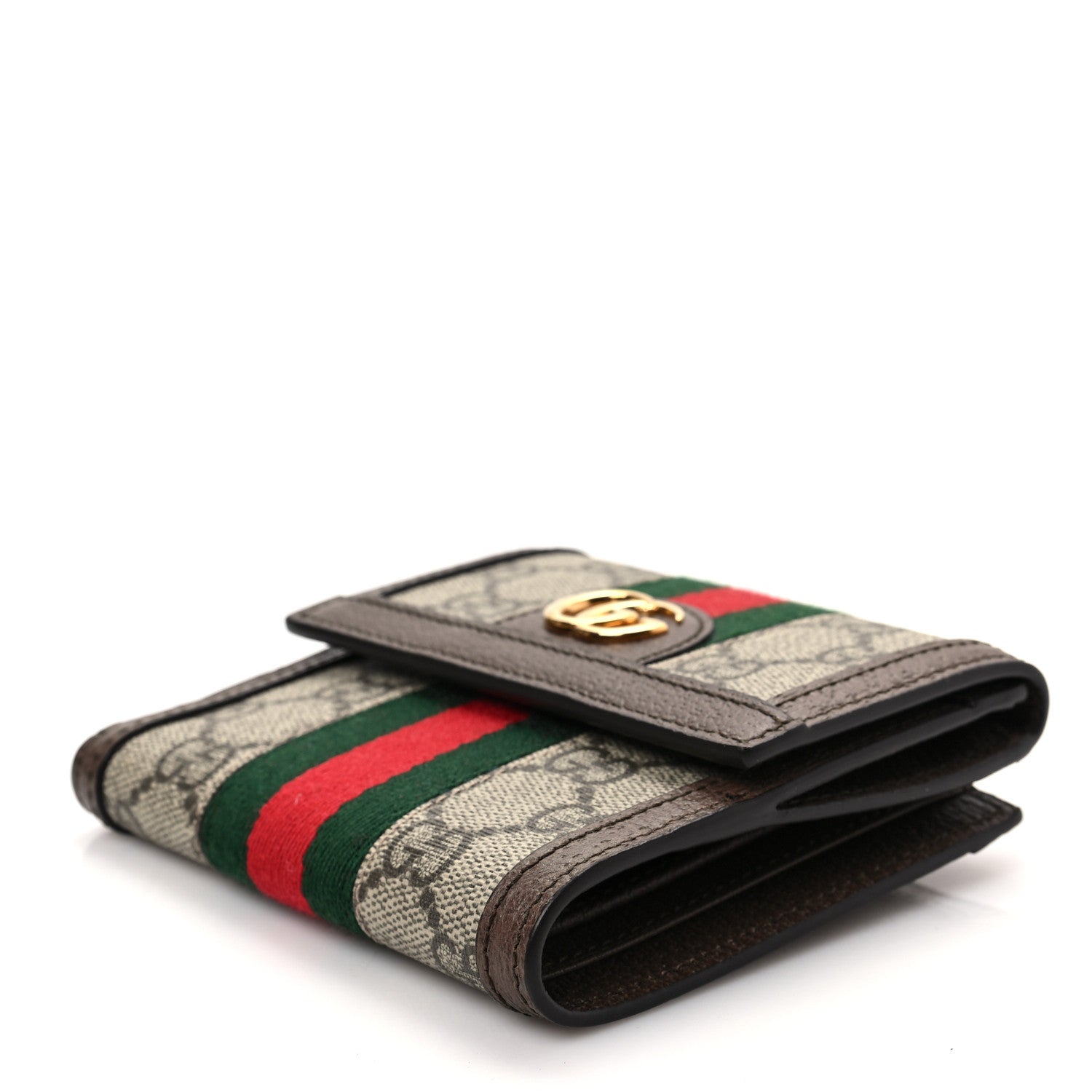 Gucci GG Supreme Monogram Web Ophidia French Flap Wallet Beige New Acero 8 of 8