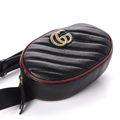 Gucci Azalea Calfskin Matelasse Diagonal Torchon GG Marmont Belt Bag 75 30 Black Romantic Cerise 4 of 9
