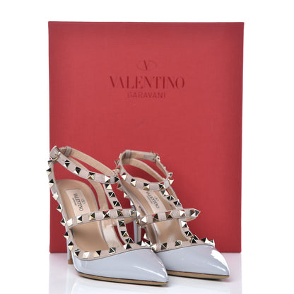 Valentino Garavani Patent Rockstud Ankle Strap Pumps 35 Grey Poudre 10 of 10
