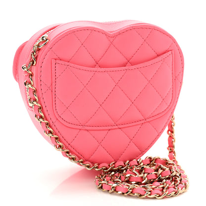 Chanel Lambskin Quilted CC In Love Heart Clutch With Chain Pink 2 of 10