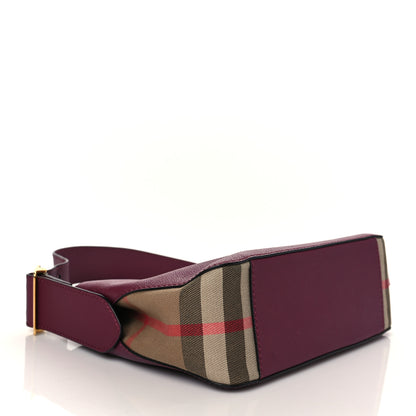 Burberry Soft Grain Calfskin House Check Small Helmsley Crossbody Dark Plum 3 of 8