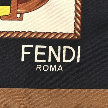 Fendi Silk Baguette Square Scarf Brown Black Multicolor 2 of 3