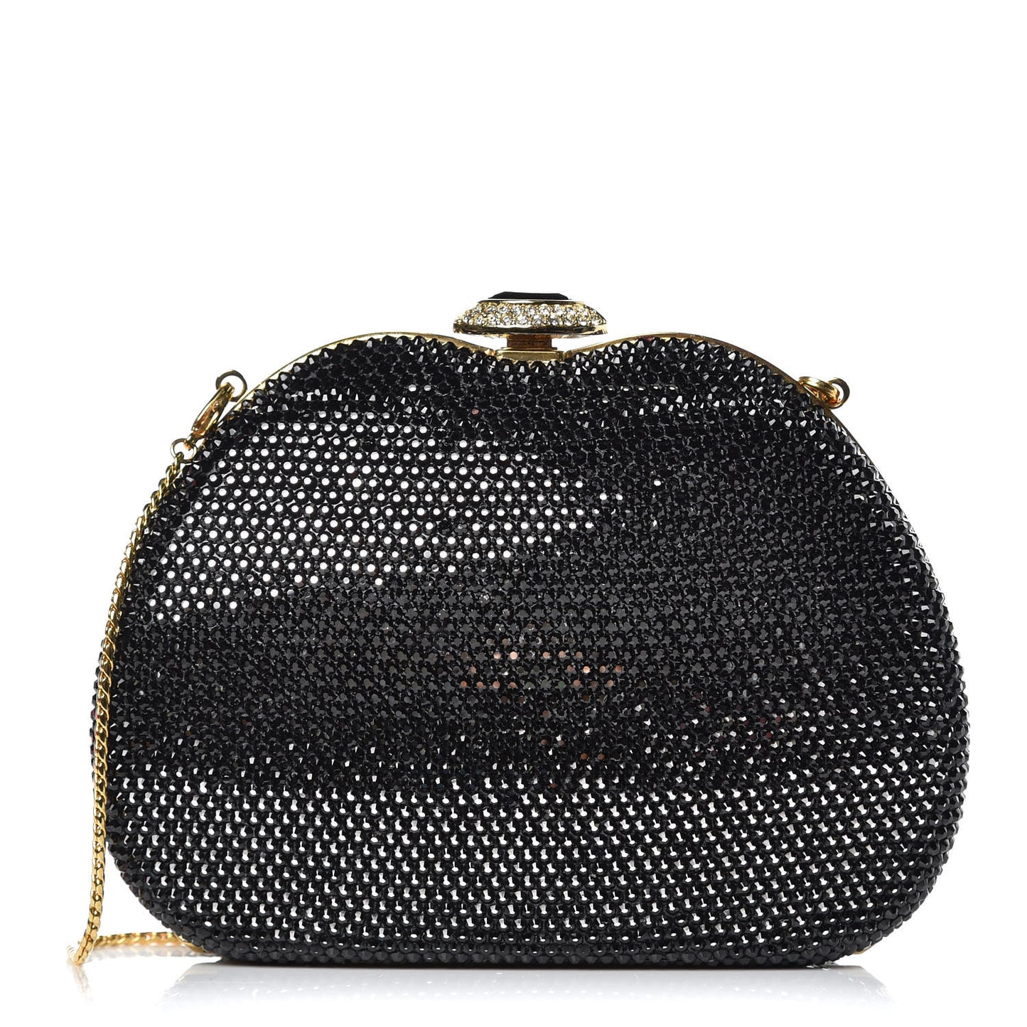 Swarovski Crystal Minaudiere Clutch Black Gold