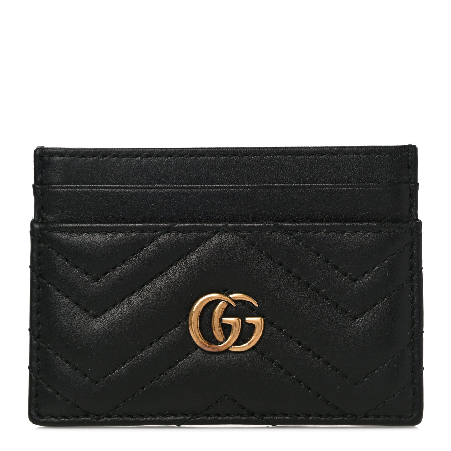 Calfskin Matelasse GG Marmont Card Holder Black