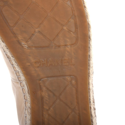 Chanel Lambskin CC Espadrilles 38 Beige Black 9 of 12