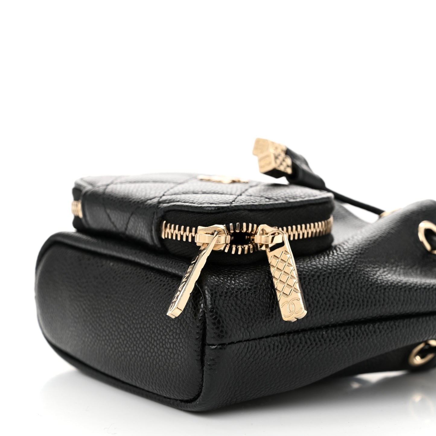 Caviar Quilted Mini CC Pocket Bucket Bag Black