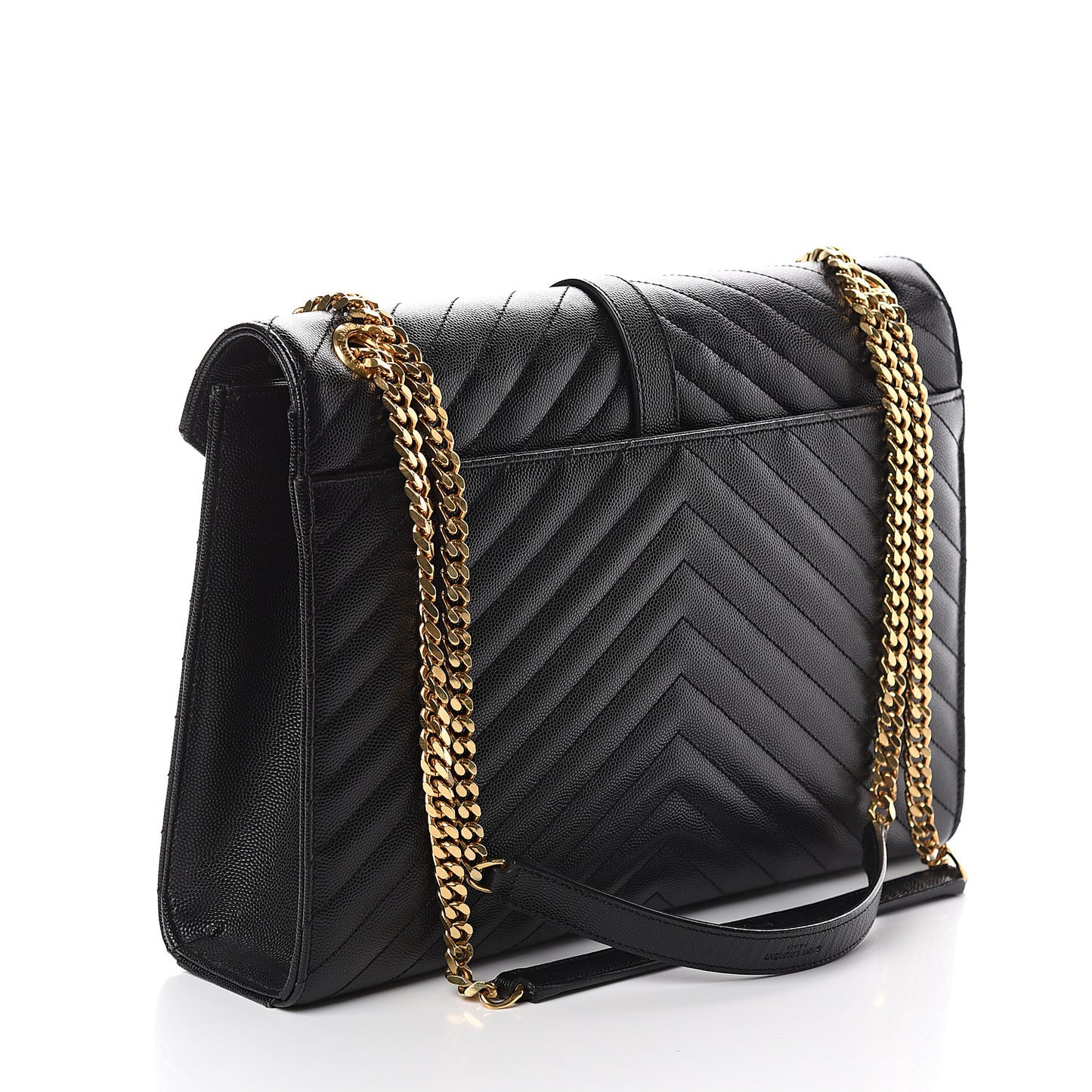 Grain De Poudre Matelasse Chevron Large Monogram Satchel Black