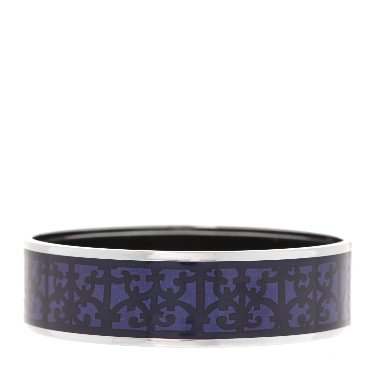 Hermes Enamel Printed Wide Balcons du Guadalquivir Bracelet 65 Blue 1 of 6