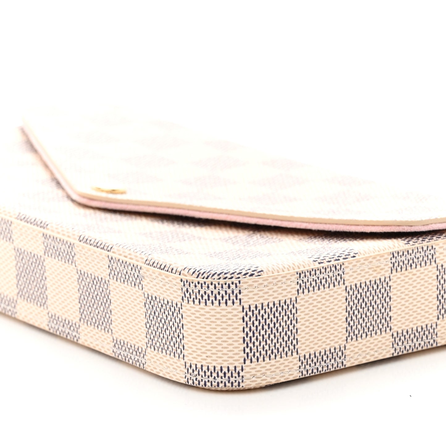 LOUIS VUITTON Damier Azur Pochette Felicie Chain Wallet Rose Ballerine