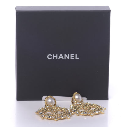 Chanel Pearl Crystal CC-Casino Clip On Earrings Gold 4 of 4