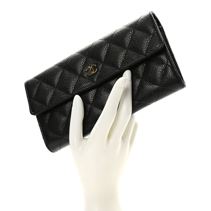 Chanel Caviar Quilted Large Gusset Flap Wallet Black 2 of 9