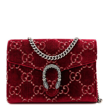 Gucci Velvet GG Monogram Mini Dionysus Chain Wallet Red Cipria 1 of 10