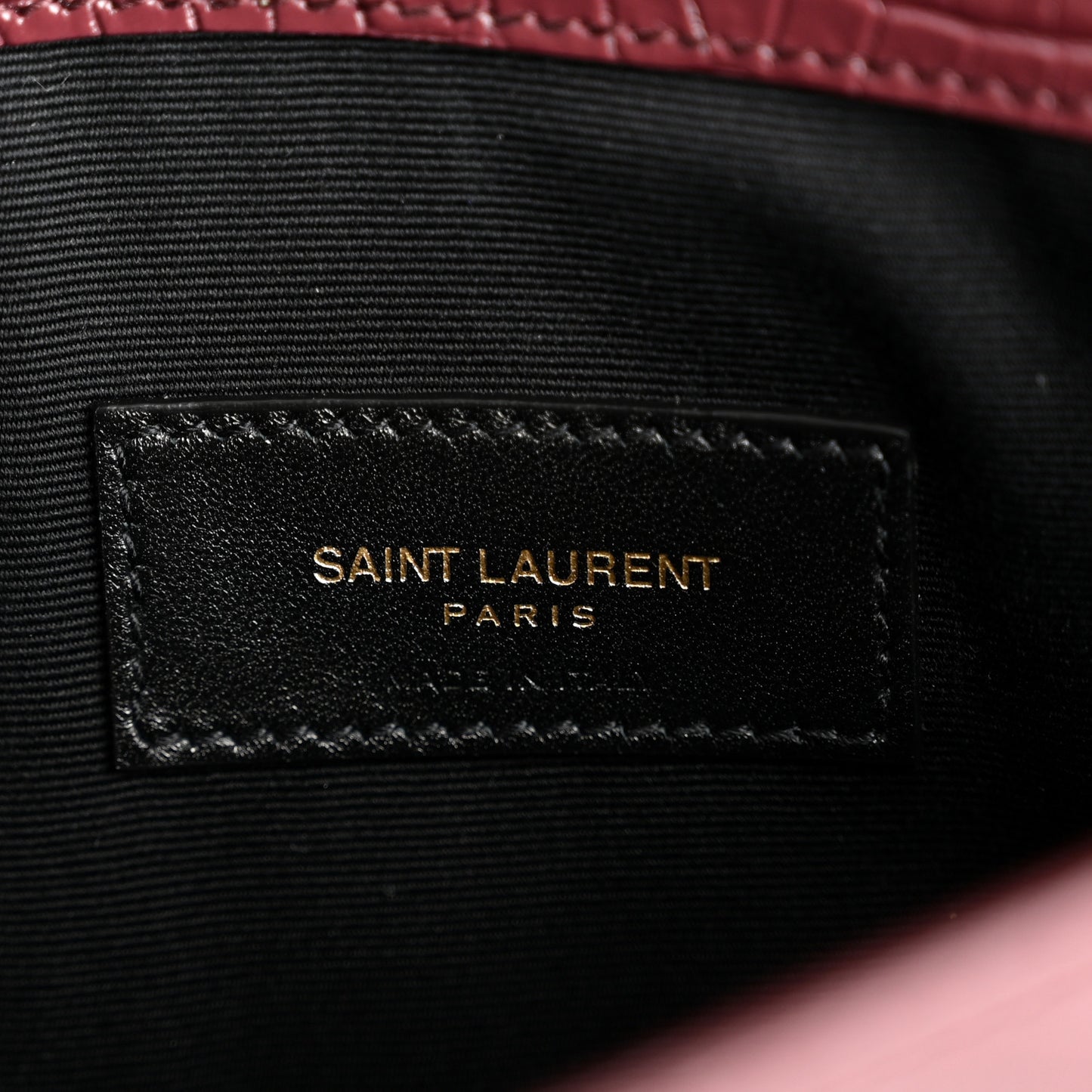 Calfskin Crocodile Embossed Uptown Monogram Clutch Rouge Legion Rouge Legion