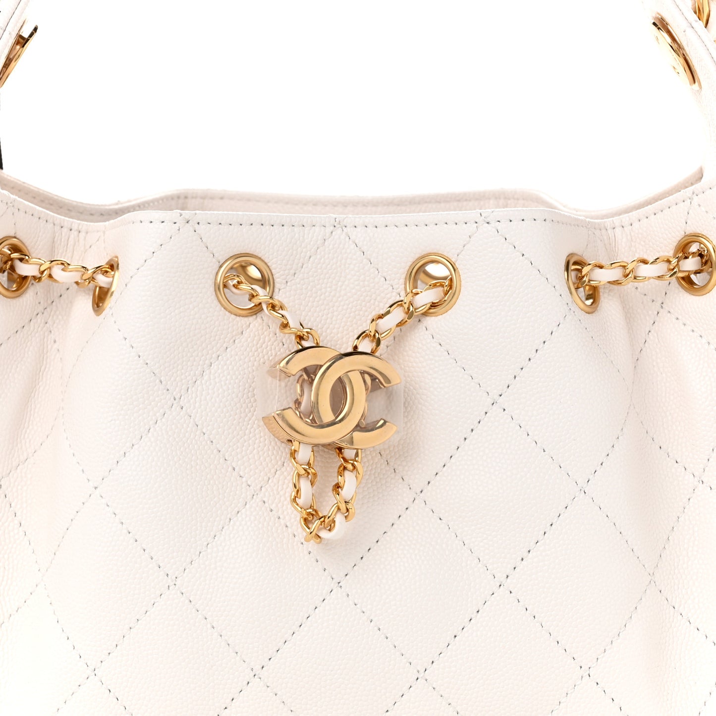 Caviar Quilted Mini Chanel 25 Handbag White
