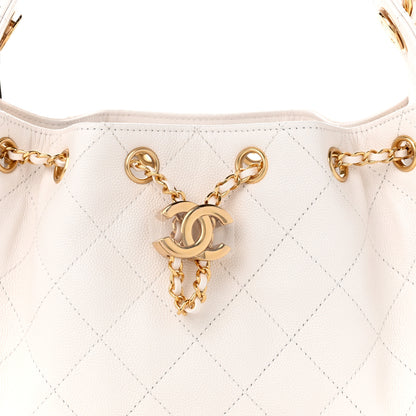 Chanel Caviar Quilted Mini Chanel 25 Handbag White 7 of 10