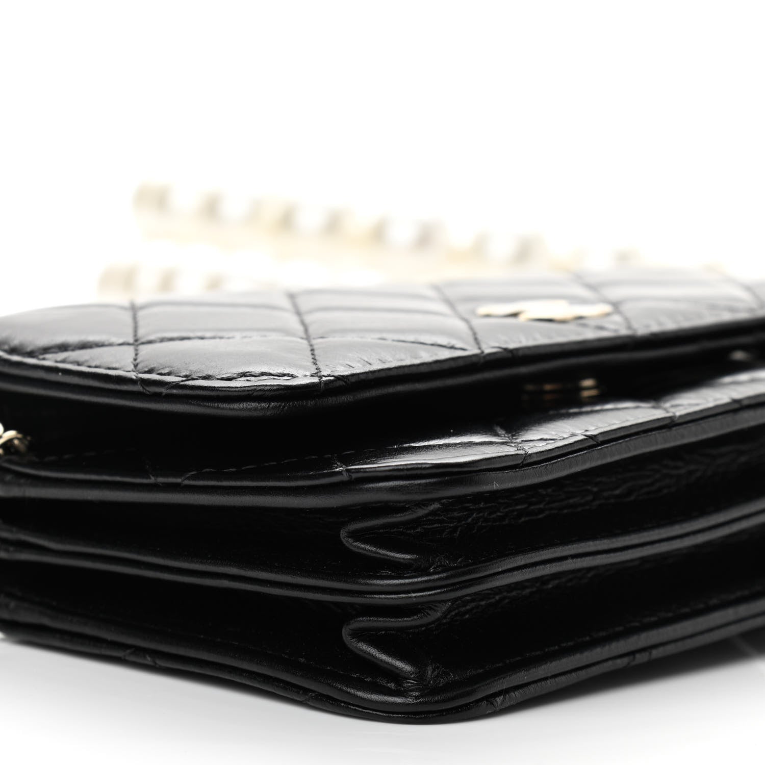 Chanel Calfskin Quilted Mini Maxi Pearls Wallet On Chain WOC Black 9 of 10