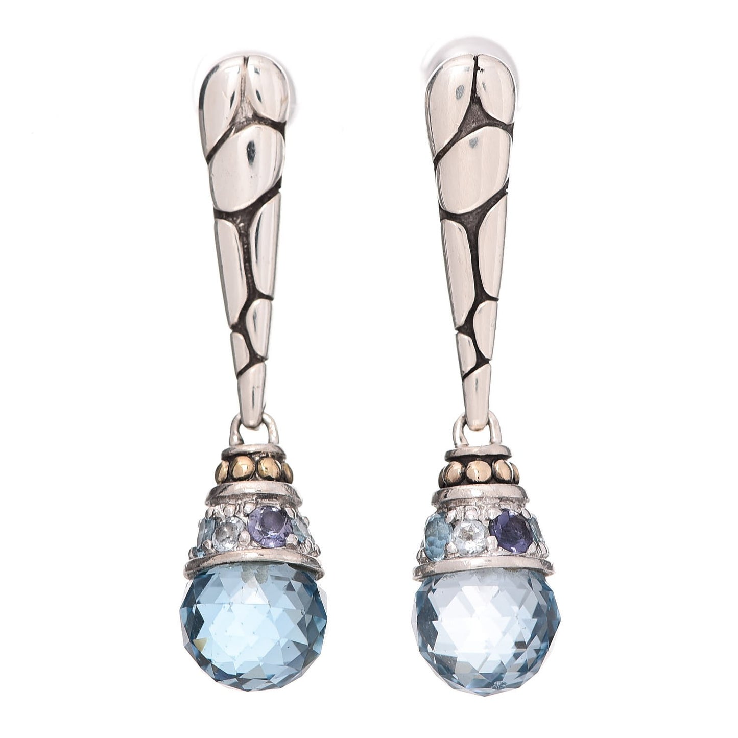 Sterling Silver Iolite Blue Topaz Drop Earrings