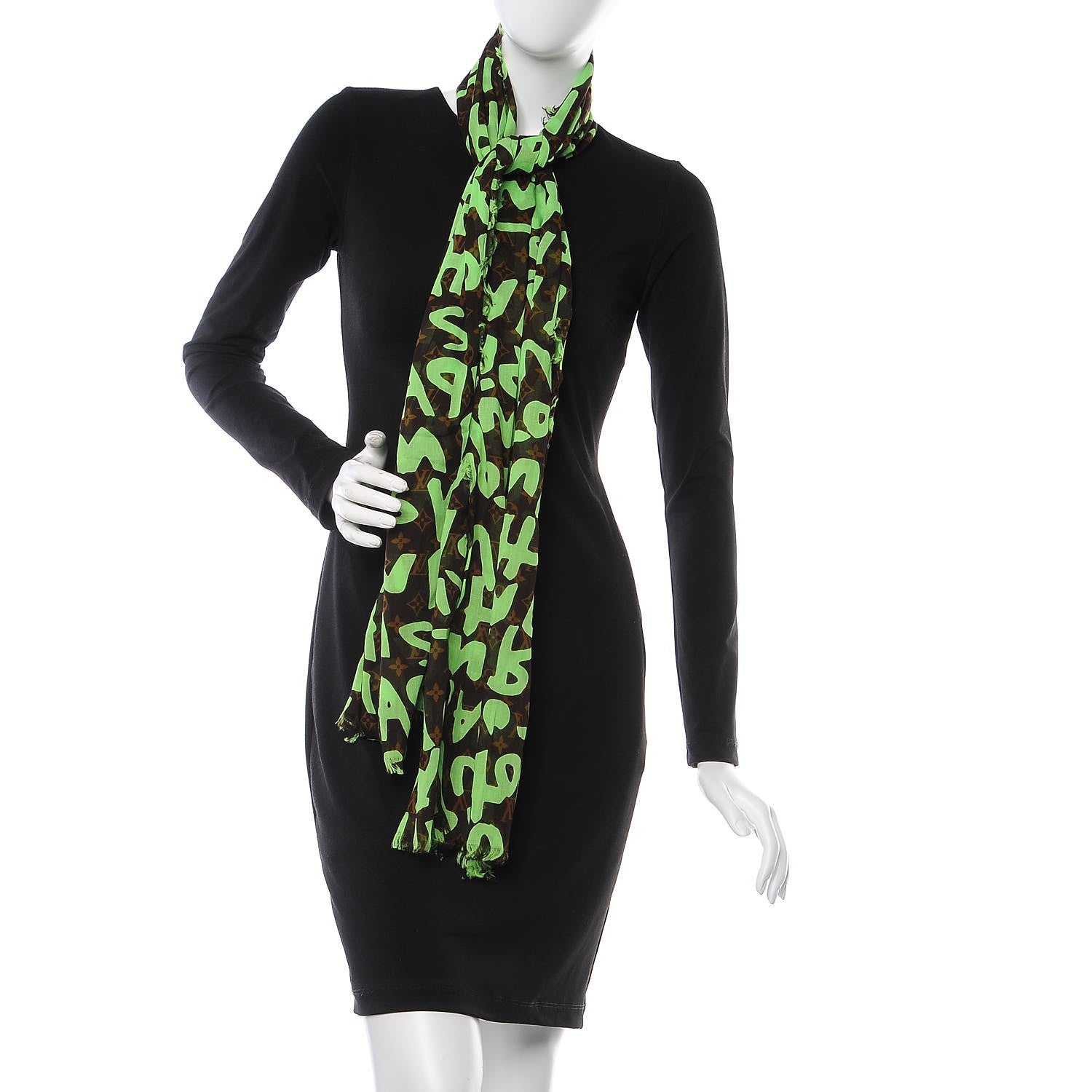 Louis Vuitton Cotton Graffiti Pareo Green 2 of 5