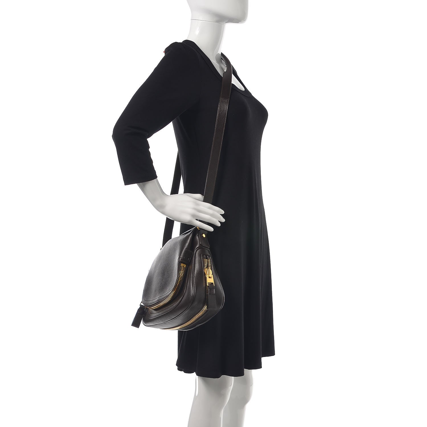 Tom Ford Pebbled Calfskin Medium Jennifer Dark Brown 2 of 7