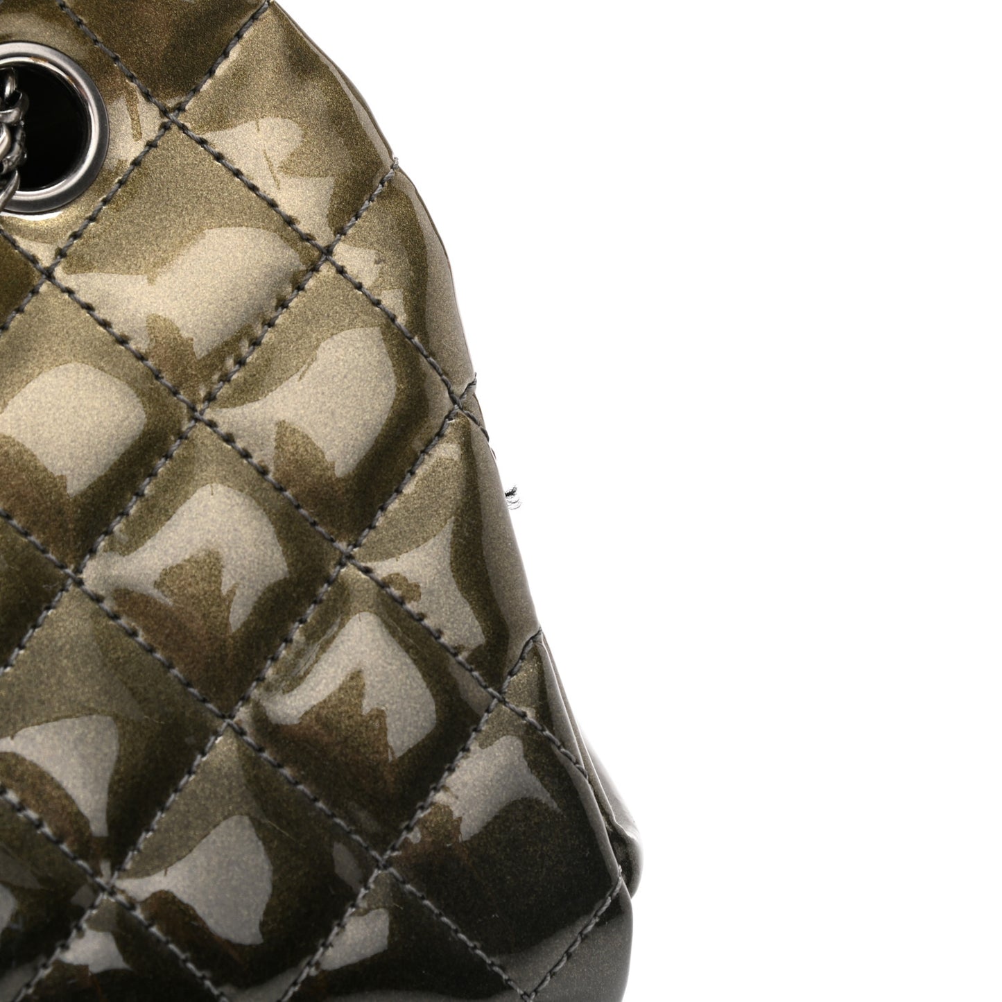 Metallic Patent Quilted Medium Just Mademoiselle Bowling Bag Green Degrade