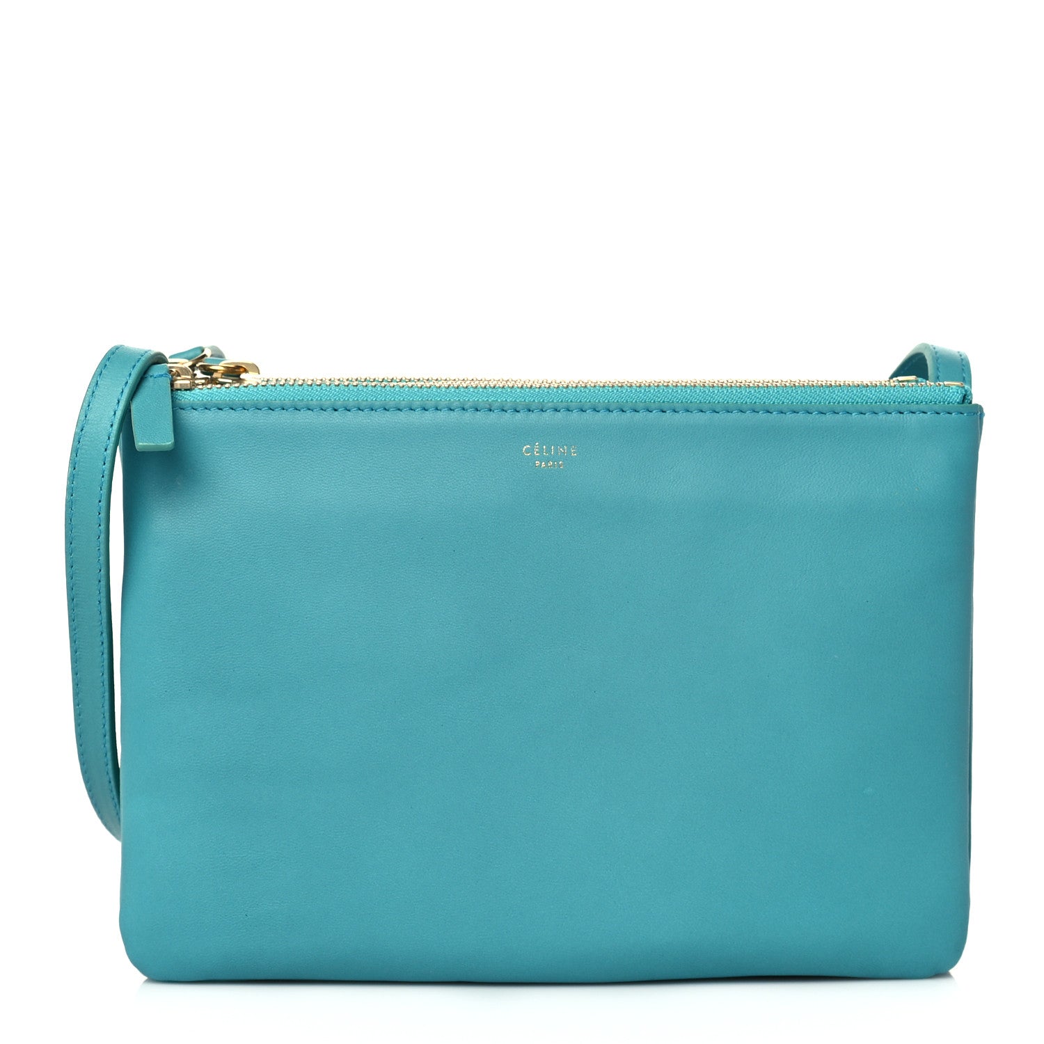 Celine Lambskin Small Trio Crossbody Turquoise 1 of 10