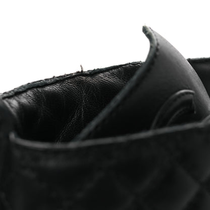 Chanel Calfskin Quilted Lace Up Combat Boots 37.5 Black 11 of 15