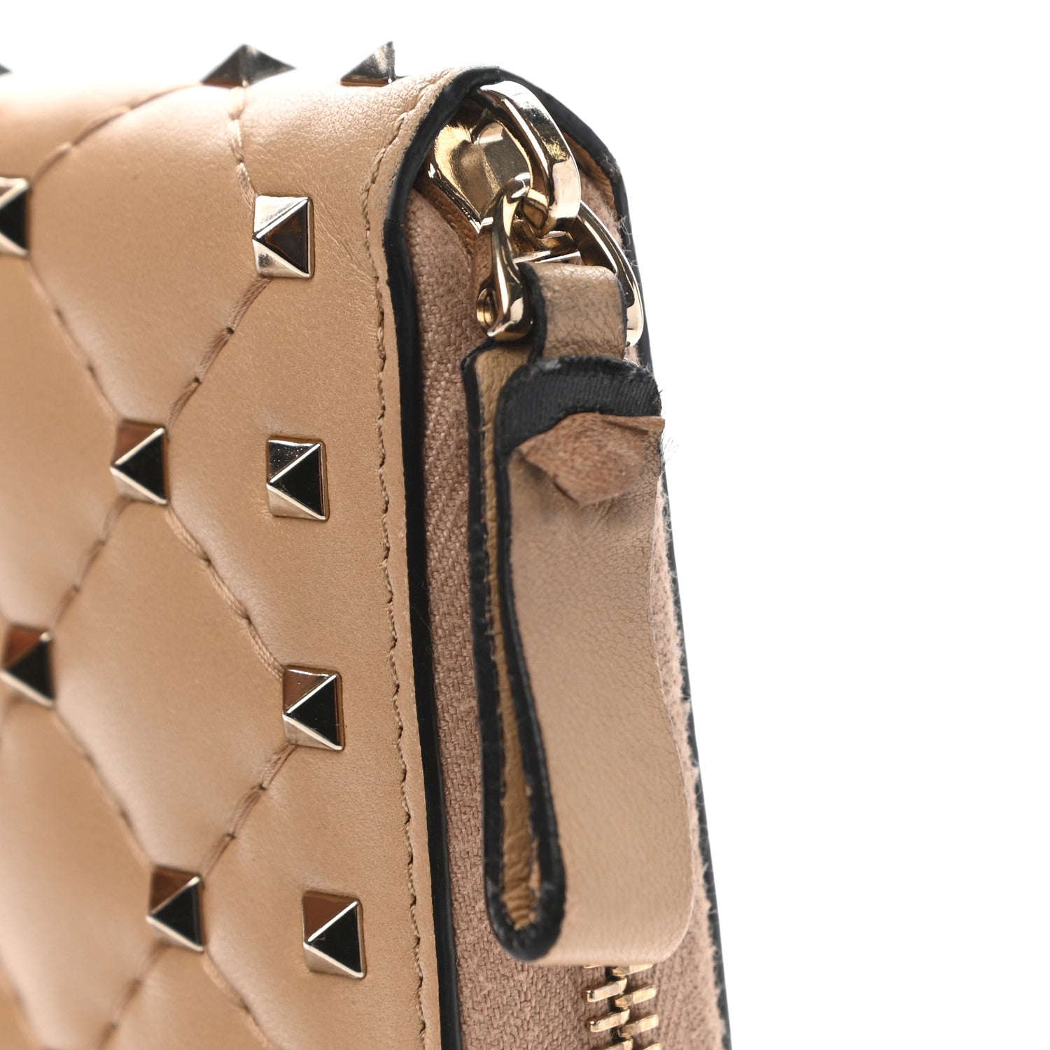 Valentino Garavani Nappa Rockstud Spike Zip Around Wallet Camel Rose 11 of 12