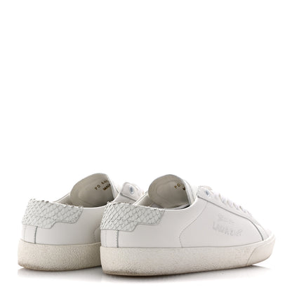 Saint Laurent Calfskin Snakeskin Embroidered Court Classic Sneakers 38.5 Panna 5 of 10