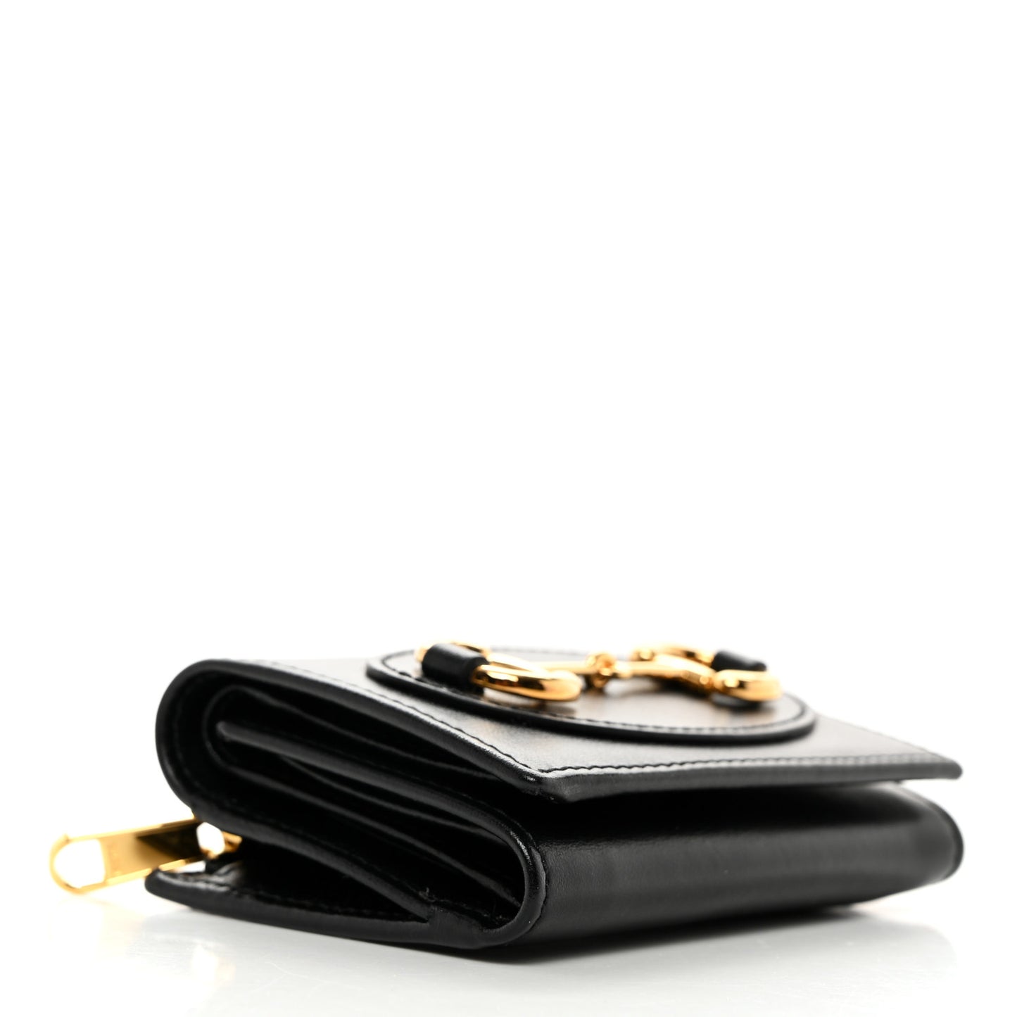 Boarded Plutone Calfskin Horsebit 1955 Tri Fold Wallet Black