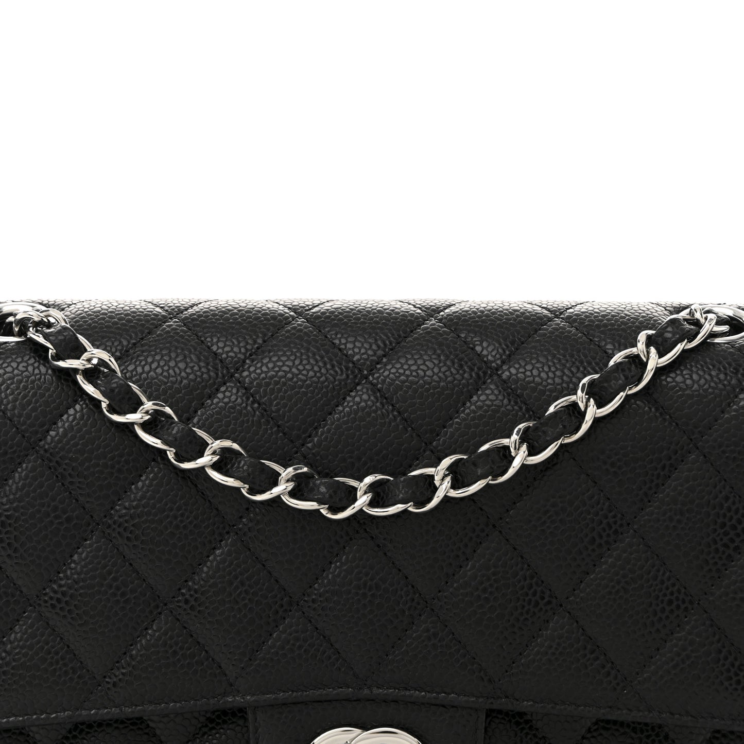 Caviar Quilted Medium Double Flap Black