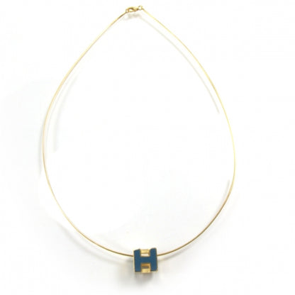 Hermes Gold Cage d H Necklace Bleu 1 of 9