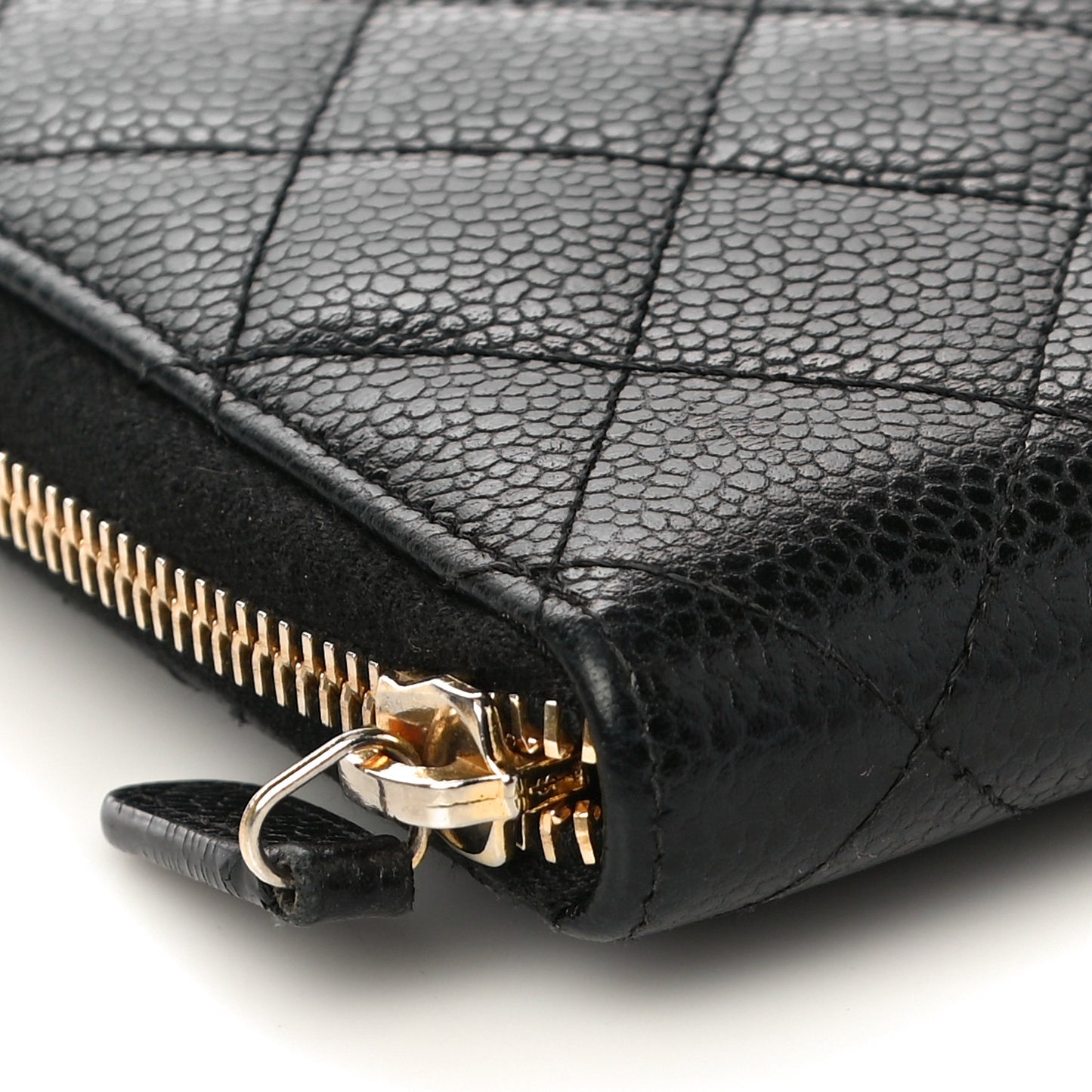 Caviar Quilted Large Zip Around Organizer Wallet Black