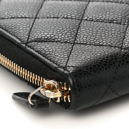 Chanel Caviar Quilted Large Zip Around Organizer Wallet Black 9 of 12