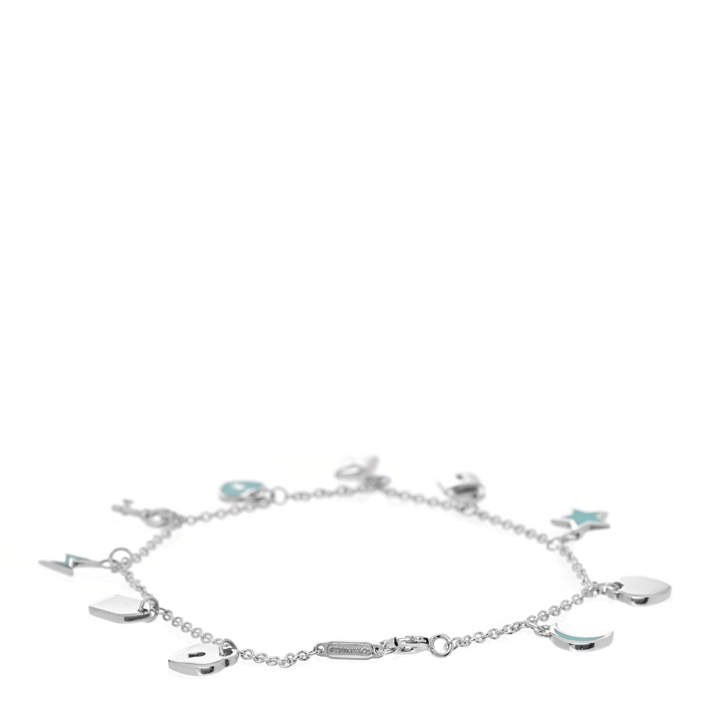 Sterling Silver Enamel Love Notes Charm Bracelet Blue