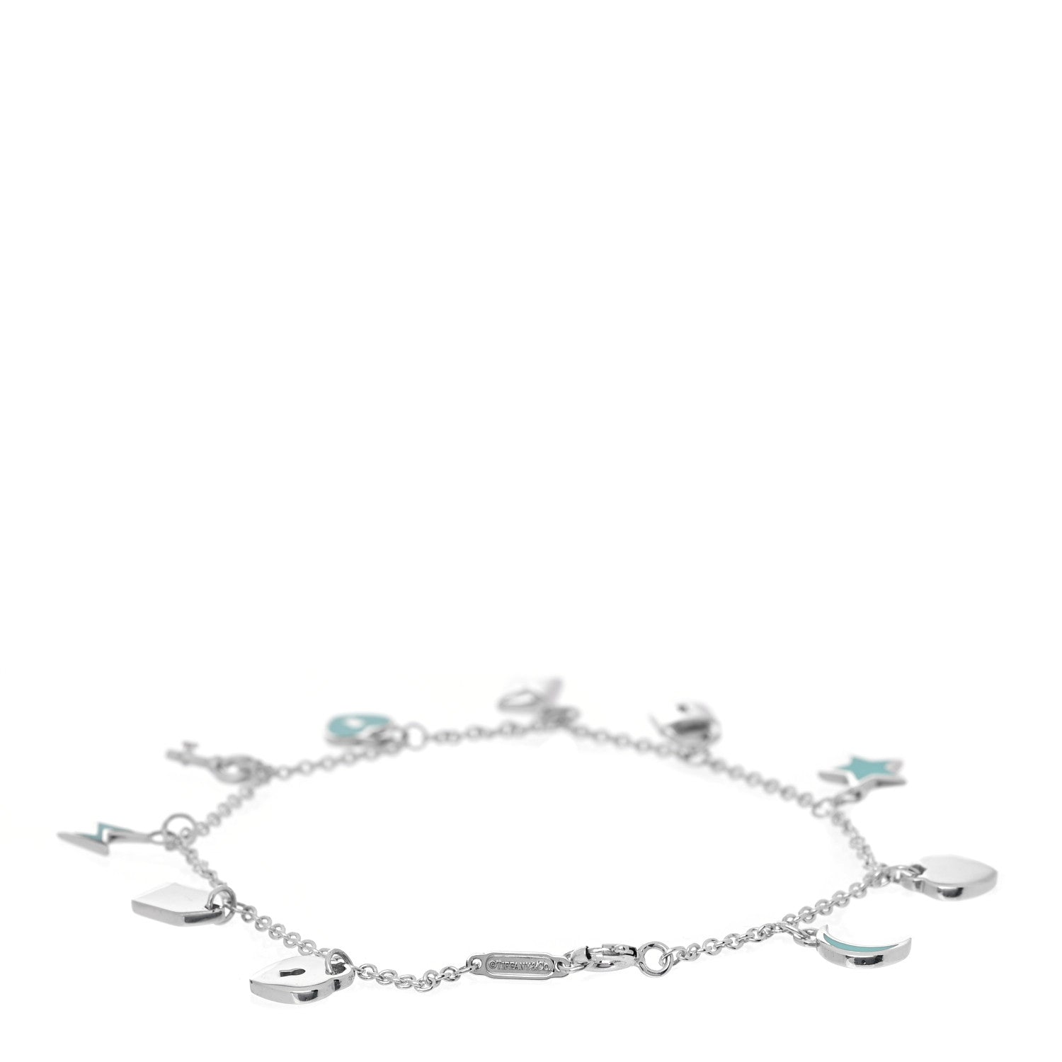 Tiffany Sterling Silver Enamel Love Notes Charm Bracelet Blue 3 of 6