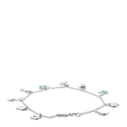 Tiffany Sterling Silver Enamel Love Notes Charm Bracelet Blue 3 of 6