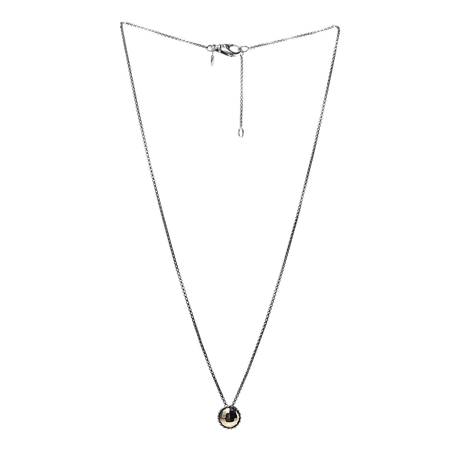 Sterling Silver 18K Yellow Gold 8mm Petite Chatelaine Pendant Necklace
