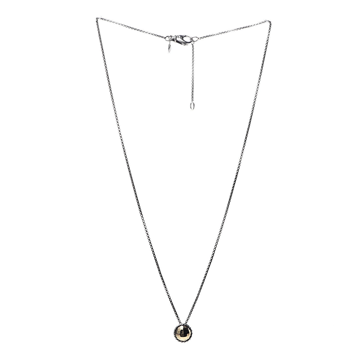 David Yurman Sterling Silver 18K Yellow Gold 8mm Petite Chatelaine Pendant Necklace 2 of 5
