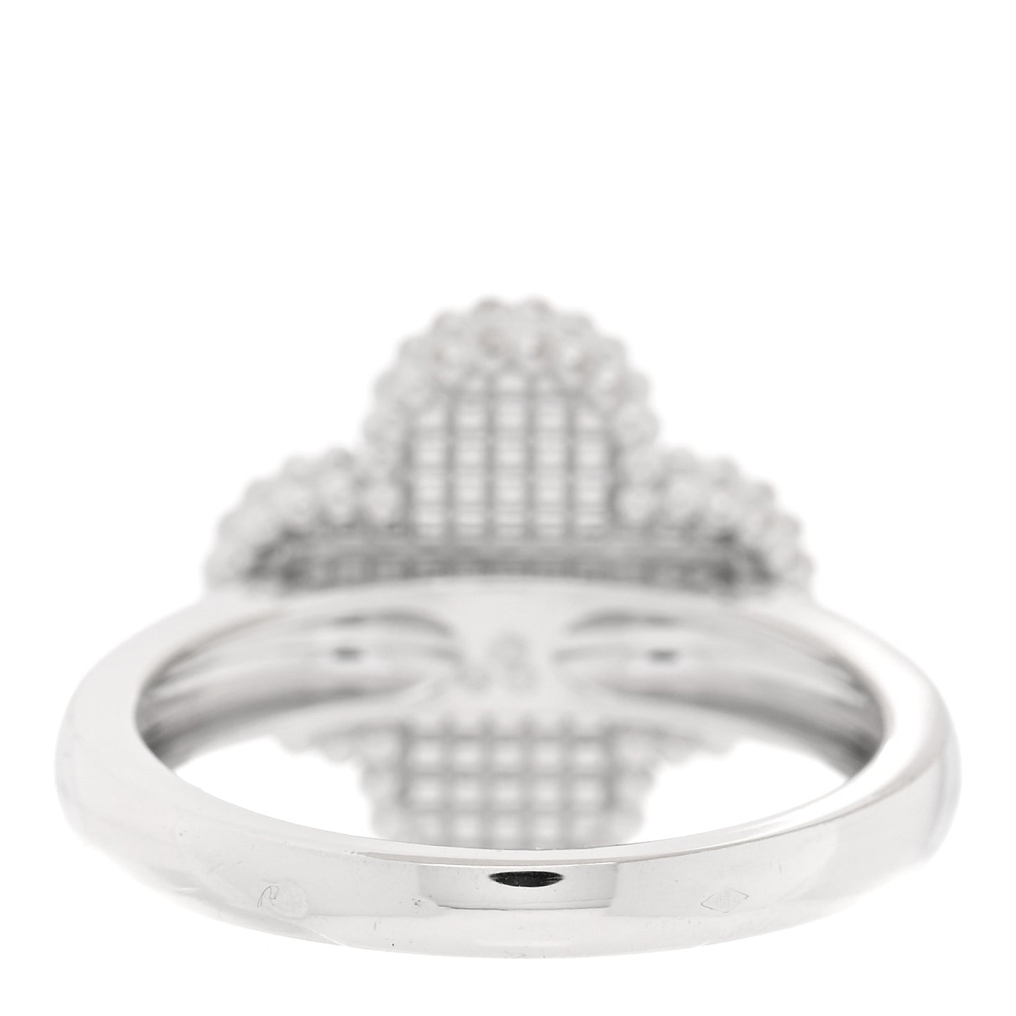 18K White Gold Guilloche Vintage Alhambra Ring 54 6.75 54/6.75
