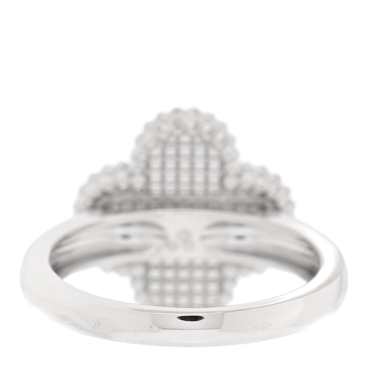 Van Cleef & Arpels 18K White Gold Guilloche Vintage Alhambra Ring 54 6.75 54/6.75 6 of 10