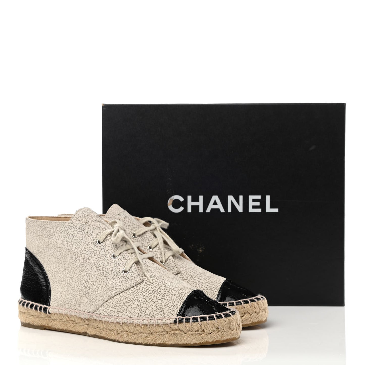 Crackled Calfskin High Top Espadrilles 39 Light Beige Black