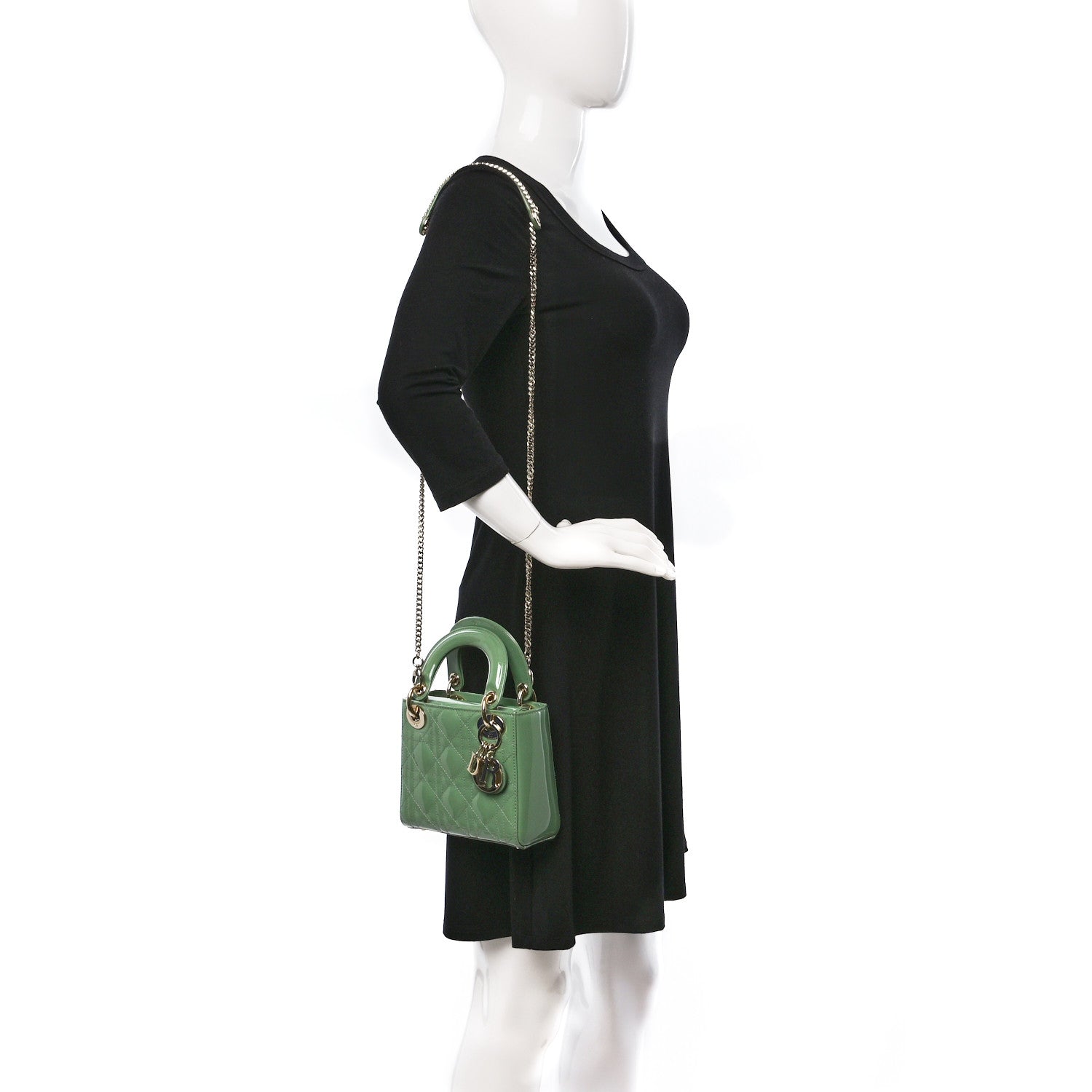 Christian Dior Patent Cannage Mini Lady Dior Mint Green 2 of 10